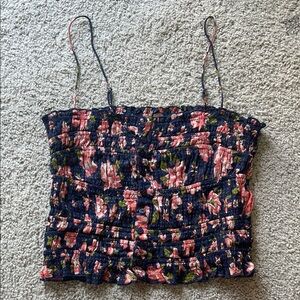 Free People Blue Smocked Camisole Top